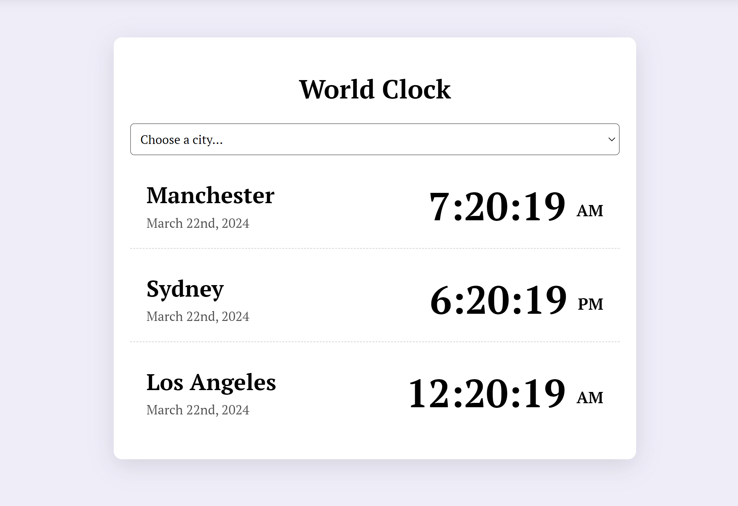 World Clock Project